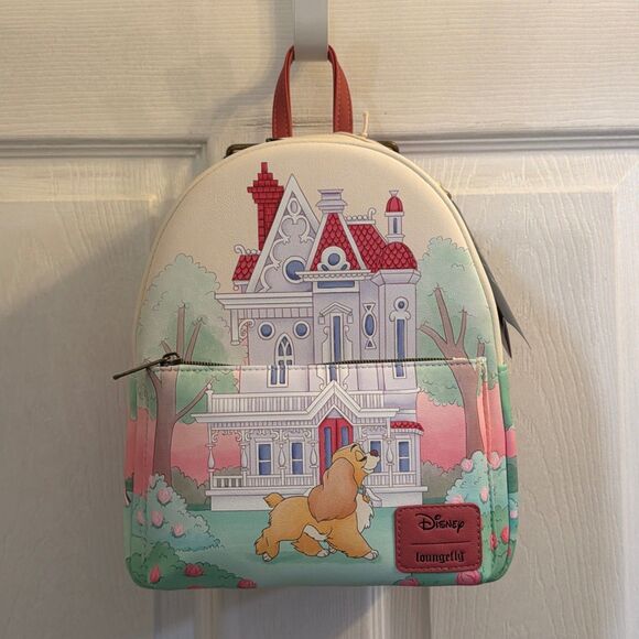 Disney Loungefly Lady and the Tramp House Mini Backpack NWT Dog Castle Pink main image 9